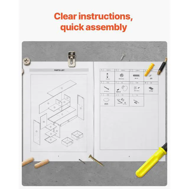 Alt view image 6 of 8 - VEVOR Desktop Bookshelf, 3-Tier Desktop Storage Organizer, 37" x 10" x 31.1" Office Storage Rack Wood Display Shelf, Desktop Bookshelf Hutch with Two Fabric Drawers, for Office, Home & Dorm, White