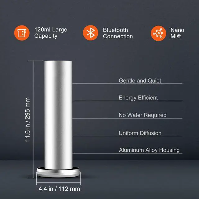 Alt view image 9 of 14 - VEVOR Scent Air Machine for Home, 120ml Bluetooth Smart Cold Air Diffuser, 1000sq.ft Waterless Essential Oil Scent Air Diffuser, Floor Standing Aromatherapy Machine for Spa, Yoga, Home, Office, Hotel