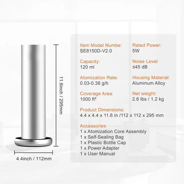 Alt view image 14 of 14 - VEVOR Scent Air Machine for Home, 120ml Bluetooth Smart Cold Air Diffuser, 1000sq.ft Waterless Essential Oil Scent Air Diffuser, Floor Standing Aromatherapy Machine for Spa, Yoga, Home, Office, Hotel