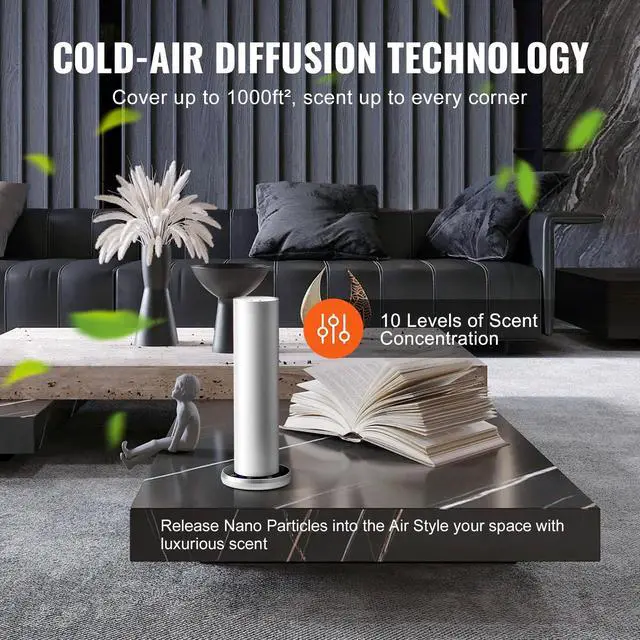 Alt view image 10 of 14 - VEVOR Scent Air Machine for Home, 120ml Bluetooth Smart Cold Air Diffuser, 1000sq.ft Waterless Essential Oil Scent Air Diffuser, Floor Standing Aromatherapy Machine for Spa, Yoga, Home, Office, Hotel