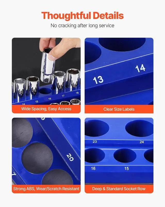 Alt view image 12 of 14 - Magnetic Socket Organizer Set 4PCS Socket Trays Blue & Red for Metric SAE