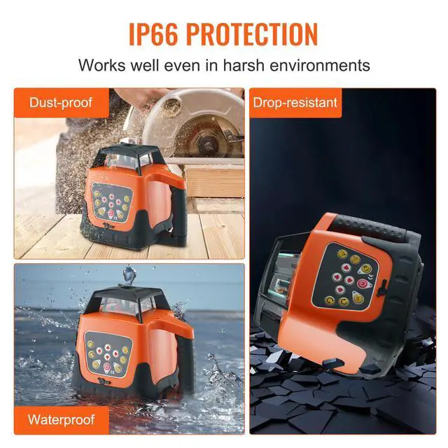 Alt view image 12 of 14 - VEVOR Laser Level, 1650ft, 360 Degree Self Leveling Red Cross Line Laser, 5 Rotation Speeds & 4 Scanning Angles Adjustment, IP66 Waterproof Remote Control Manual Self-leveling Mode, Battery Included