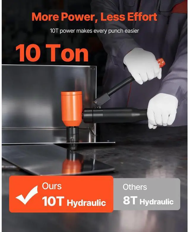 Alt view image 4 of 8 - VEVOR Knockout Punch Set, 10 Ton Hydraulic Knockout Set, 1/2" to 2" KO Tool Kit Hole Making Tool, KO Tools Kit W/6 Dies for Metal Electrical Cabinets, Electrical Control Cabinets, Switch Cabinets