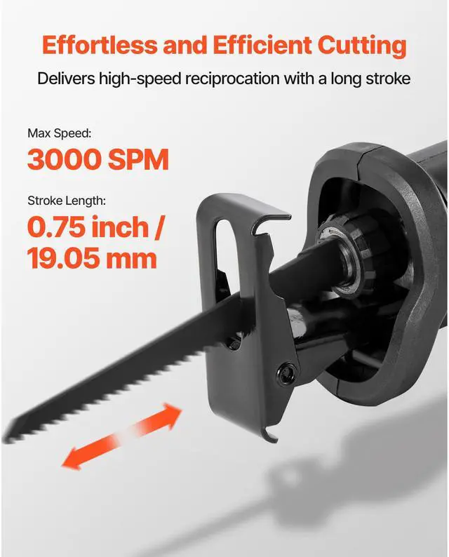 Alt view image 4 of 8 - VEVOR Corded Reciprocating Saw Electric Reciprocating Saw 120V 6 Amp 3000 SPM