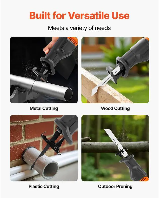 Alt view image 5 of 8 - VEVOR Corded Reciprocating Saw Electric Reciprocating Saw 120V 6 Amp 3000 SPM