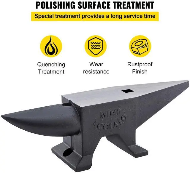 Alt view image 13 of 15 - VEVOR Cast Iron Anvil, 88 Lbs(40kg) Single Horn Anvil with Large Countertop and Stable Base, High Hardness Rugged Round Horn Anvil Blacksmith, for Bending, Shaping