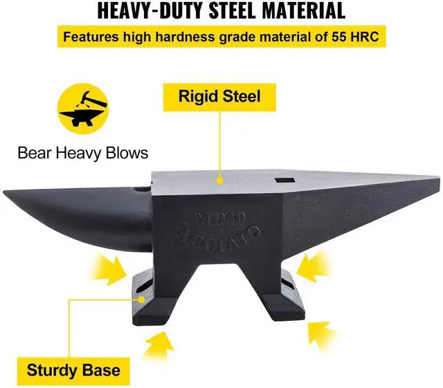Alt view image 11 of 15 - VEVOR Cast Iron Anvil, 88 Lbs(40kg) Single Horn Anvil with Large Countertop and Stable Base, High Hardness Rugged Round Horn Anvil Blacksmith, for Bending, Shaping