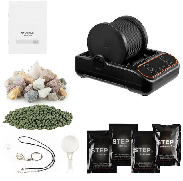 Alt view image 2 of 8 - VEVOR Rock Tumbler, 2 lb Rock Polishing Machine, Rocks Tumbling Kit with 4-Speed Adjustment, 19 Day Timer, PC Sound Reduction Cover & TPU Drum, Direct Drive Motor Rocks Polishing, Quiet Operation