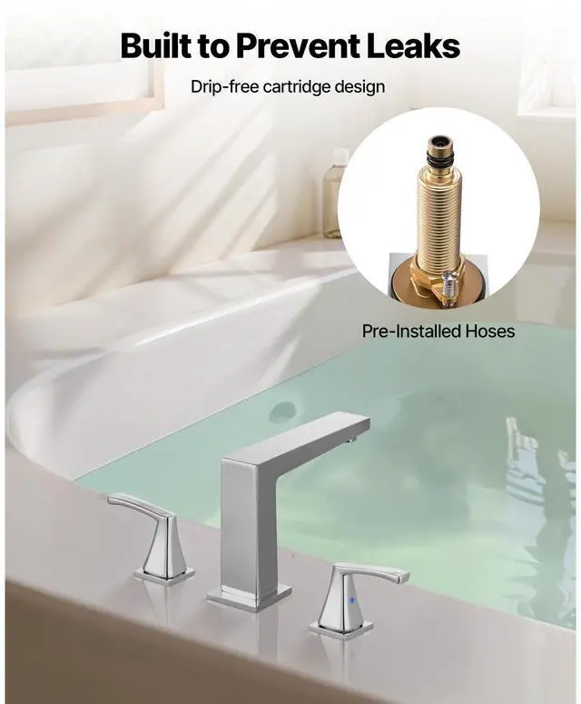 Alt view image 6 of 8 - VEVOR Roman Tub Faucet, 3 Hole Waterfall Bathtub Faucet, Bath Tubs Faucets Set with 2 Handles, Roman Tub Faucets Deck Mount for Pet Washing, Baby Care, Adult Bathing, Silver, Right-Angle Tub Faucet