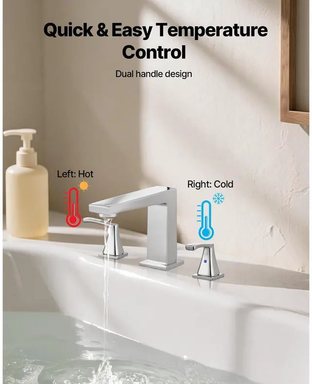 Alt view image 7 of 8 - VEVOR Roman Tub Faucet, 3 Hole Waterfall Bathtub Faucet, Bath Tubs Faucets Set with 2 Handles, Roman Tub Faucets Deck Mount for Pet Washing, Baby Care, Adult Bathing, Silver, Right-Angle Tub Faucet