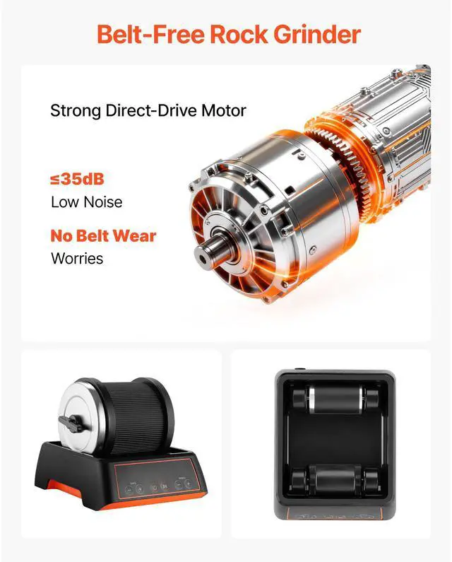 Alt view image 3 of 8 - VEVOR Rock Tumbler Kit, 2 lbs Rock Polishing Kit, 4 Speed Settings 9-Day Polishing Timer Stone Polishing Kit, Rock Polisher with Rough Gemstones and Polishing Grits, Rock Polisher for Adults Kids