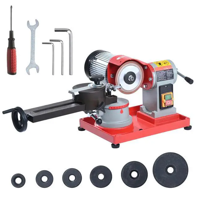 Alt view image 8 of 14 - VEVOR Circular Saw Blade Sharpener, 370W 3600RPM Rotary Angle Mill Grinder, Saw Blade Grinding Sharpening Machine with 6 Saw Centerings, 5-inch Grinding Wheel for Carbide Tipped Saw Blades
