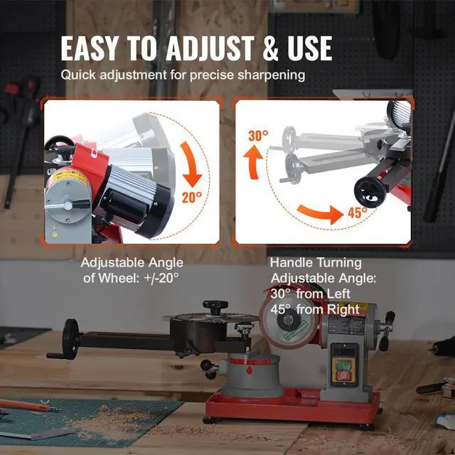 Alt view image 10 of 14 - VEVOR Circular Saw Blade Sharpener, 370W 3600RPM Rotary Angle Mill Grinder, Saw Blade Grinding Sharpening Machine with 6 Saw Centerings, 5-inch Grinding Wheel for Carbide Tipped Saw Blades