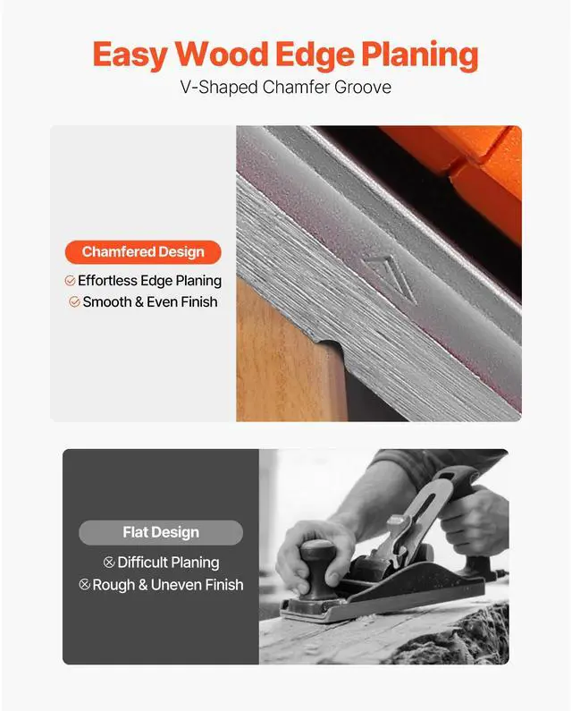 Alt view image 4 of 8 - VEVOR Electric Hand Planer, 3-1/4-Inch Cut Width, 7-Amp 14500 RPM Corded Power Handheld Planer for Wood, with Adjustable Cut Depth, 2 Blades, for Woodworking Wood Chamfer DIY Smooth Finish Carpentry