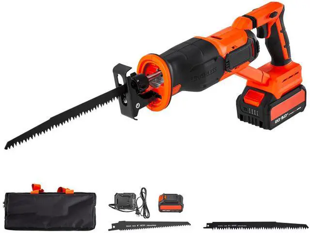Alt view image 2 of 8 - VEVOR Cordless Reciprocating Saw, 20 V, 3000 SPM Variable Speed, 1 inch Stroke Length, Electric Reciprocating Saw with Battery, Charger, 8 Blades, and Carrying Bag, for Wood and Plastic Cutting