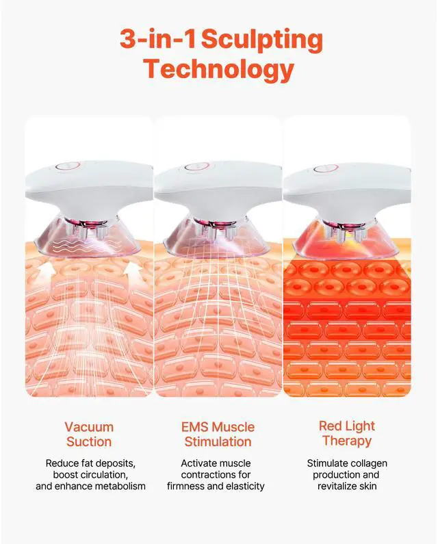 Alt view image 3 of 7 - Body Sculpting Machine, 3-in-1 Electric Cellulite Massager with 3 Adjustable Functional Modes, Skin Tightening Cupping Therapy Tool with 60 Min Wireless Use, for Back, Belly, Waist, Arms, Legs