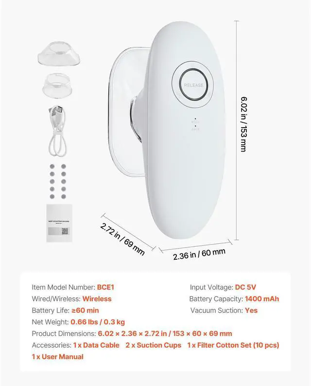 Alt view image 7 of 7 - Body Sculpting Machine, 3-in-1 Electric Cellulite Massager with 3 Adjustable Functional Modes, Skin Tightening Cupping Therapy Tool with 60 Min Wireless Use, for Back, Belly, Waist, Arms, Legs