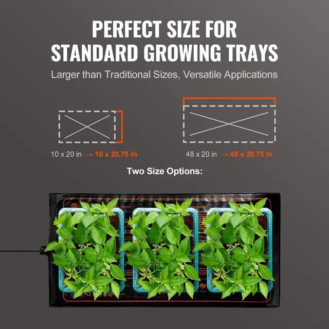 Alt view image 5 of 7 - 2 Pack Seedling Heat Mat 10"x 20.75", MET-Certified Warm Hydroponic Plant Heating Pad for Seed Starting, Waterproof Heating Mats for Germination, Indoor Gardening Tested toStandards