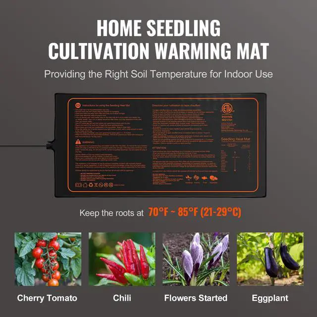 Alt view image 2 of 7 - 1 Pack Seedling Heat Mat 10"x 20.75", MET-Certified Warm Hydroponic Plant Heating Pad for Seed Starting, Waterproof Heating Mats for Germination, Indoor Gardening, Green Tested to UL Standards