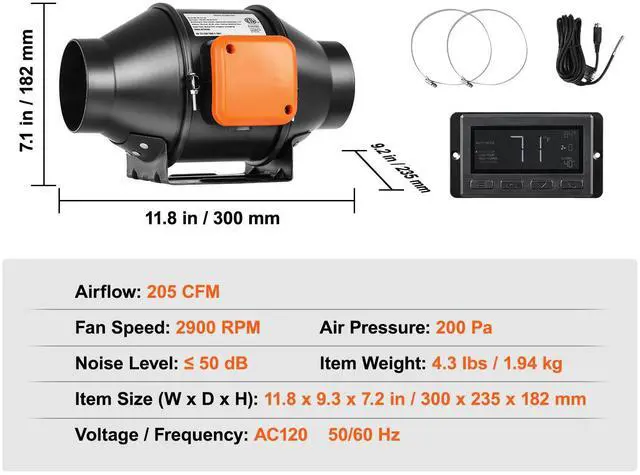Alt view image 15 of 15 - VEVOR 4 Inch Inline Duct Fan HVAC Exhaust Blower Kit EC Variable Speed Control