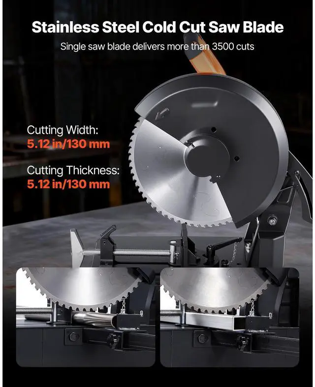 Alt view image 5 of 8 - VEVOR Chop Saw, 14-inch Stainless Steel Cold Cut Blade, 3500 W Powerful Brushless Motor, 750-1200 r/min Adjustable Speed, Metal Cutting Chop Saw for Metal Square and Flat Tubes, I-Shaped Steels