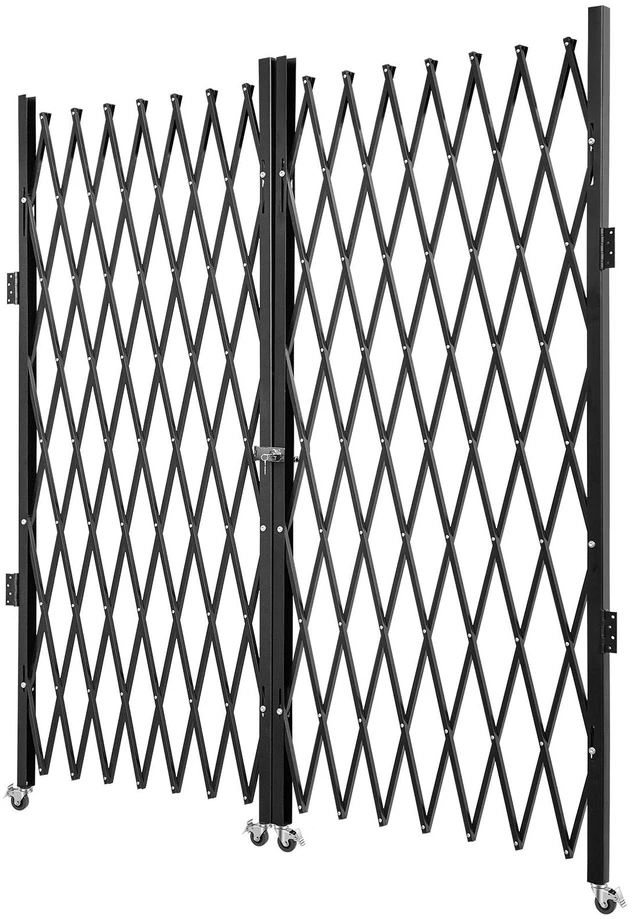 Main image of Double Folding Security Gate, 5\' H x 10\' W Folding Door Gate, Steel Accordion Security Gate, Flexible Expanding Security Gate, 360° Rolling Barricade Gate, Scissor Gate or Door with Keys