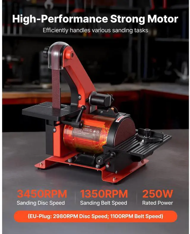 Alt view image 2 of 7 - 5" Disc Sander & 1" x 30" Belt Sander, 250W Benchtop Belt Disc Sanders Combo with 0 - 45° Adjustable Worktable & Dust Collection Ports for Woodworking, Furniture Refinishing, DIY Crafting