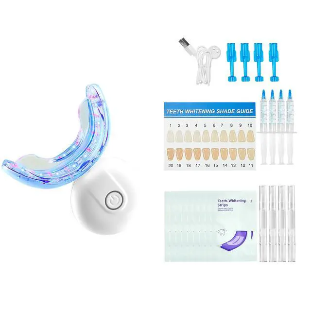 Alt view image 2 of 8 - VEVOR Teeth Whitening Kit with LED Light Whitening Strips Pens and Gel Syringes
