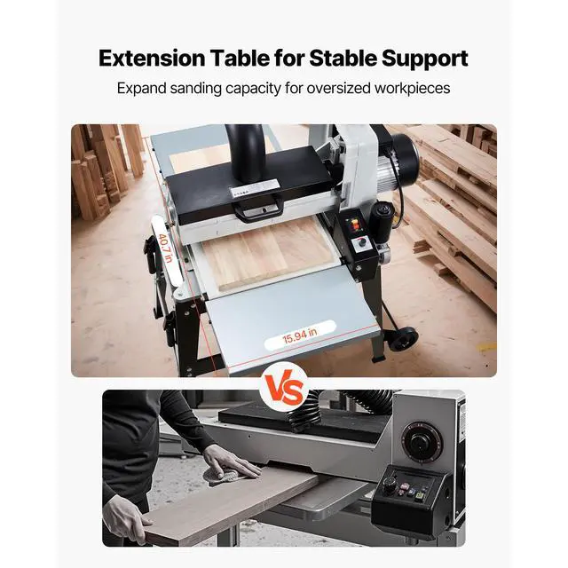 Alt view image 6 of 7 - 16" Drum Sander with Stand & Extension Tables, 1.5HP 1720RPM Dual Motor Drum Sander for Woodworking - Variable Speed Conveyor Belt, 4" Dust Collection Port for Cabinet & Furniture Finishing