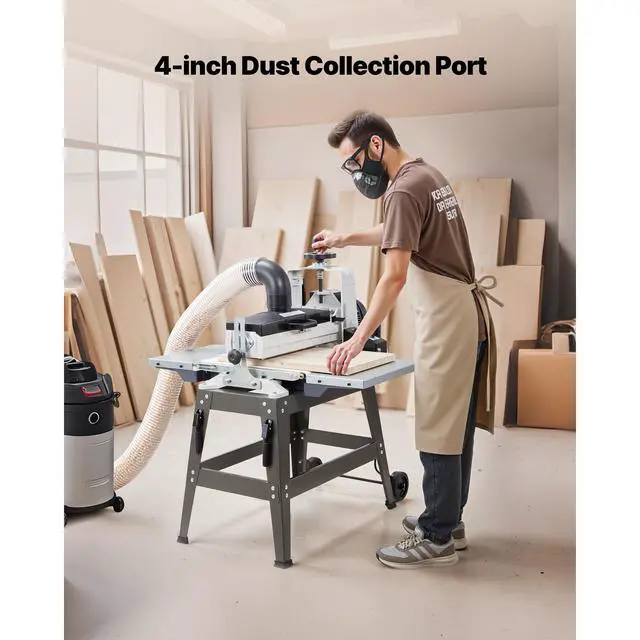 Alt view image 7 of 7 - 16" Drum Sander with Stand & Extension Tables, 1.5HP 1720RPM Dual Motor Drum Sander for Woodworking - Variable Speed Conveyor Belt, 4" Dust Collection Port for Cabinet & Furniture Finishing