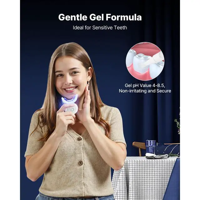 Alt view image 6 of 8 - VEVOR Teeth Whitening Kit with LED Light Whitening Strips Pens and Gel Syringes