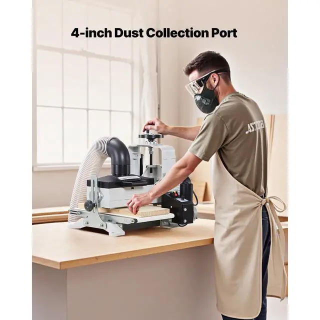 Alt view image 6 of 7 - 10" Benchtop Drum Sander, 1HP 1725RPM Dual Motor Drum Sander for Woodworking - Variable Speed Conveyor Belt & 4" Dust Collection Port for Cabinet Making & Furniture Finishing