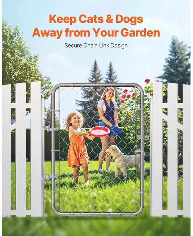 Alt view image 5 of 7 - Chain Link Fence Gate, 32 x 46 in, Adjustable Chain Link Fence Panel, Fit 2-6 ft (W) x 4 ft (H) Garden Fence Gate Opening, Rust-Resistant Galvanized Fencing Gate for Farm Posts Not Included