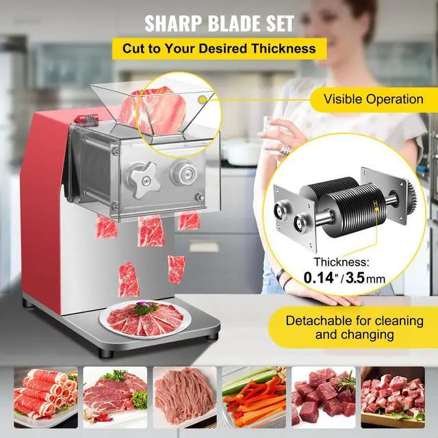 Alt view image 5 of 7 - Commercial Meat Cutting Machine, 551 Lbs/H 850W Meat Shredding Machine, 3.5mm Blade Electric Meat Cutter, Stainless Steel Restaurant Food Cutter, for Kitchen Supermarket Lamb Beef Chicken, Red