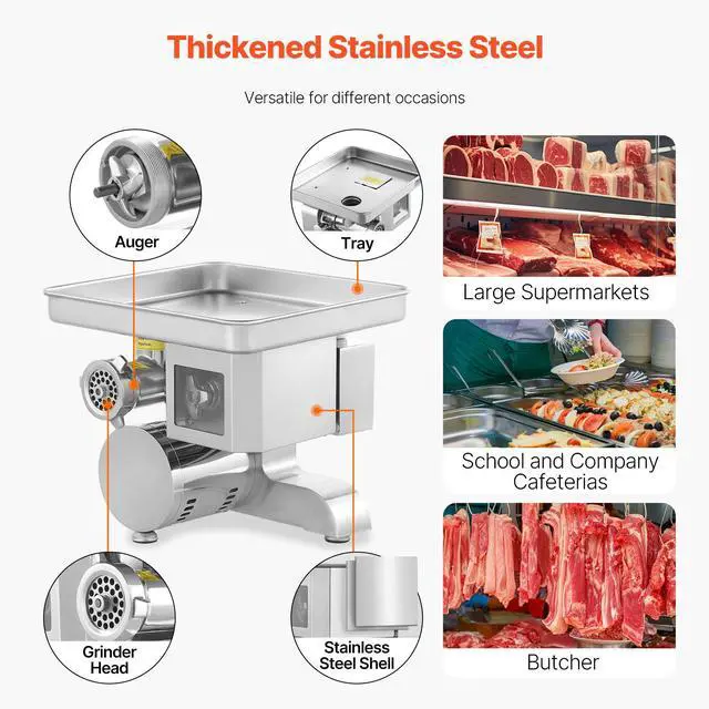 Alt view image 13 of 14 - VEVOR Commercial Electric Meat Grinder Slicer 11 Lbs/Min Sausage Stuffer Maker Kitchen