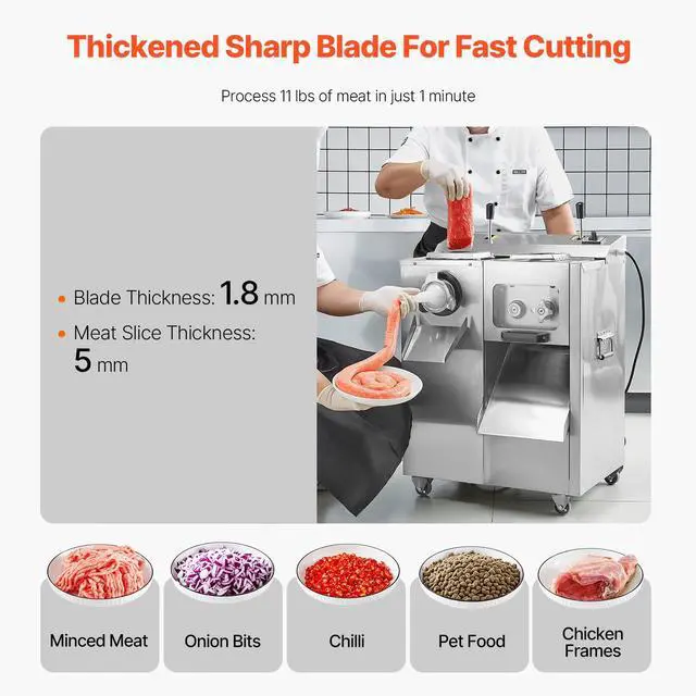 Alt view image 5 of 8 - VEVOR Commercial Electric Meat Grinder Slicer 14 Lbs/Min Sausage Stuffer Maker Kitchen