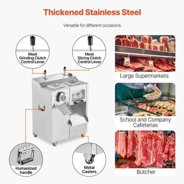 Alt view image 7 of 8 - VEVOR Commercial Electric Meat Grinder Slicer 14 Lbs/Min Sausage Stuffer Maker Kitchen