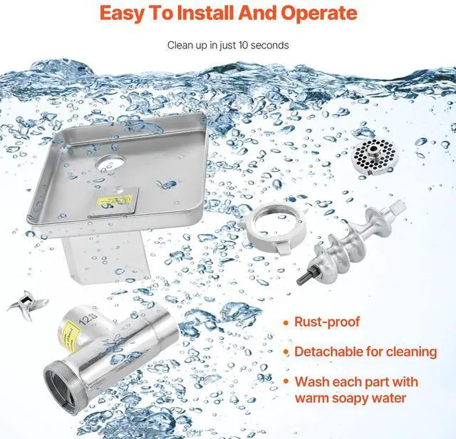 Alt view image 5 of 7 - Meat Grinder, 11 Lbs/Min Electric Meat Grinder, Slicer, Sausage Stuffer with Blade, Grinding Plate, Sausage Maker, Stainless Steel Commercial Meat Mincer for Slice Shred Dice, Restaurant Butcher