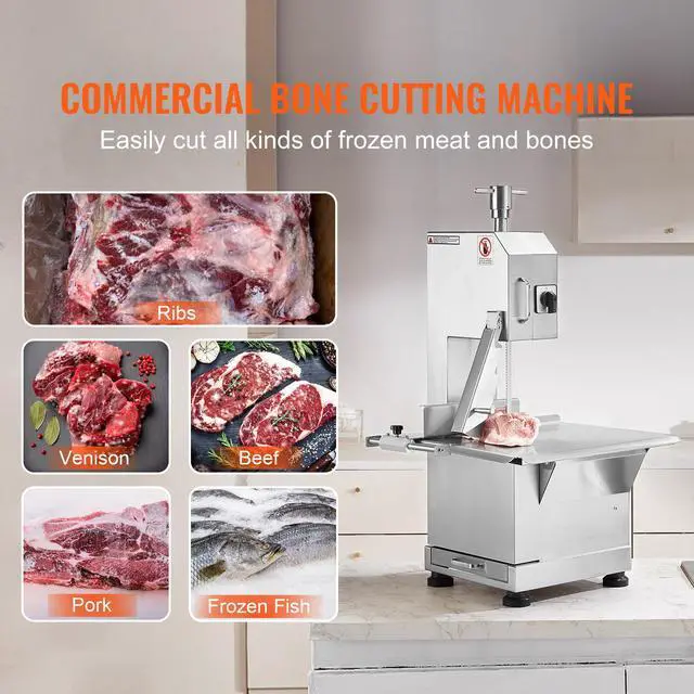 Alt view image 3 of 8 - VEVOR Commercial Electric Meat Bandsaw, 2200W Stainless Steel Countertop Bone Sawing Machine, Workbeach 18.5" x 20.9", 0-7.1 Inch Cutting Thickness, Frozen Meat Cutter with 6 Blades for Rib Pork Beef
