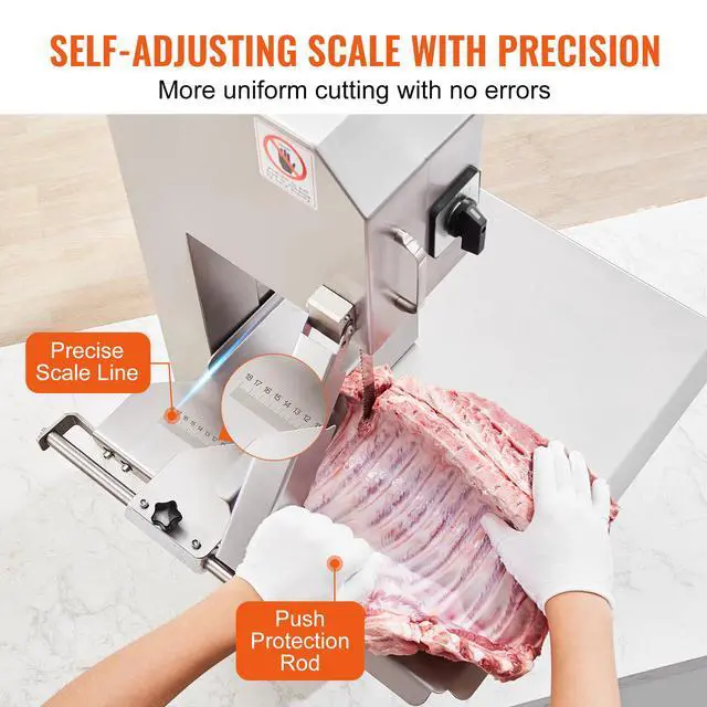 Alt view image 5 of 8 - VEVOR Commercial Electric Meat Bandsaw, 2200W Stainless Steel Countertop Bone Sawing Machine, Workbeach 18.5" x 20.9", 0-7.1 Inch Cutting Thickness, Frozen Meat Cutter with 6 Blades for Rib Pork Beef