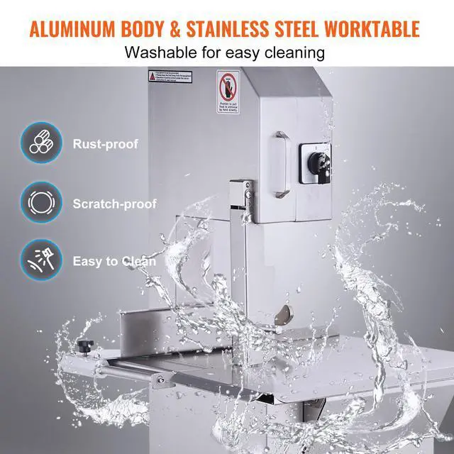 Alt view image 6 of 8 - VEVOR Commercial Electric Meat Bandsaw, 2200W Stainless Steel Countertop Bone Sawing Machine, Workbeach 18.5" x 20.9", 0-7.1 Inch Cutting Thickness, Frozen Meat Cutter with 6 Blades for Rib Pork Beef