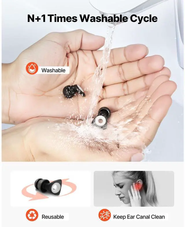 Alt view image 5 of 8 - Ear Plugs for Sleeping Noise Cancelling NRR 25 dB Silicone Soft Earplugs