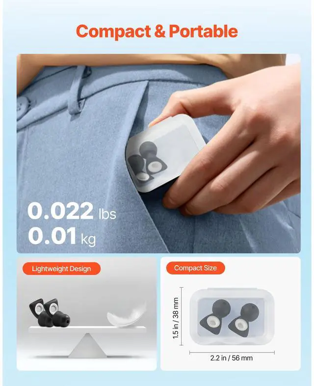 Alt view image 7 of 8 - Ear Plugs for Sleeping Noise Cancelling NRR 25 dB Silicone Soft Earplugs