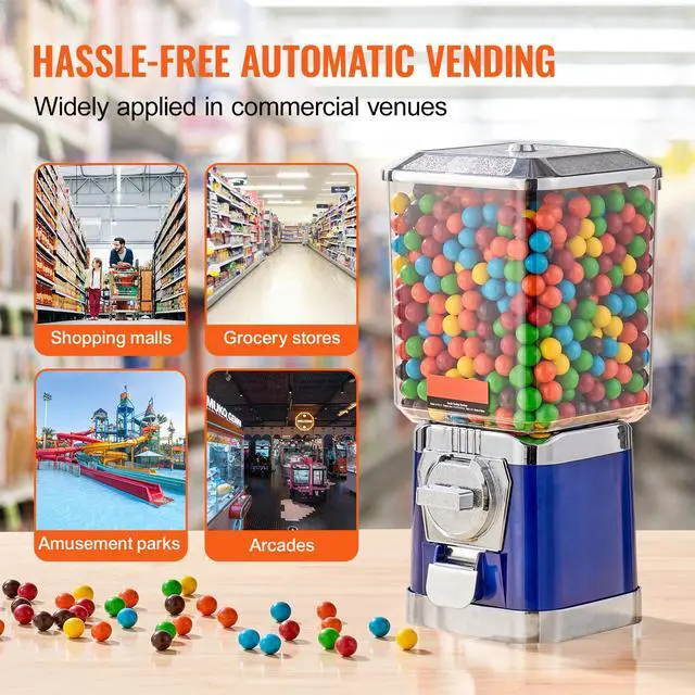 Alt view image 7 of 8 - VEVOR 17"H Gumball Machine Vending Coin Bank Vintage Candy Dispenser PC Bule