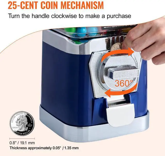 Alt view image 5 of 8 - VEVOR 17"H Gumball Machine Vending Coin Bank Vintage Candy Dispenser PC Bule