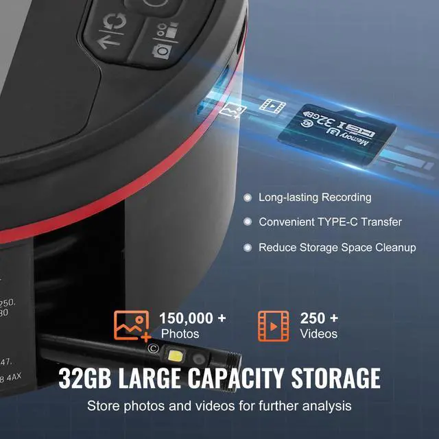 Alt view image 12 of 14 - VEVOR  Borescope Triple Lens Endoscope Camera with 4.3" IPS Screen 8 + 2 Lights