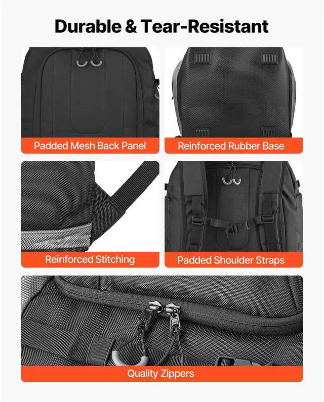 Alt view image 5 of 8 - VEVOR Ski Boot Bag, 70L, Snowboard Boots Travel Backpack for Men Women, with Waterproof Exterior & Bottom, Durable 1680D Oxford, Bag for Skis, Snowboard, Helmet, Goggles, Gloves, Accessories (Black)