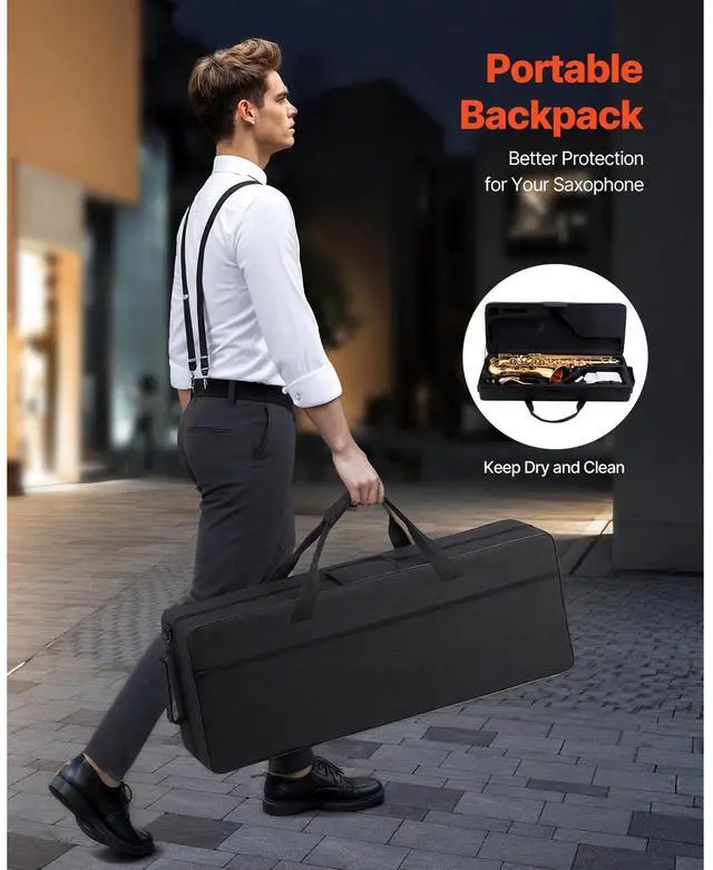 Alt view image 6 of 8 - VEVOR Tenor Saxophone, B Flat, Professional Brass Saxophone Beginner Kit with Carrying Case, Mouthpiece, Straps, Cleaning Cloth, Gloves, Neck Strap, 23 Keys Tenor Sax Kit, for Beginners Students, Gold