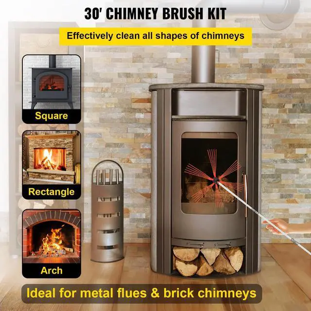 Alt view image 2 of 7 - Chimney Sweep Kit 30FT Length, Chimney Brush Kit with 9 Nylon Flexible Rods, Rotary Chimney Cleaning Kit Driven by Drill, Chimney Cleaning Tool Kits for Sweeping Fireplace Flue