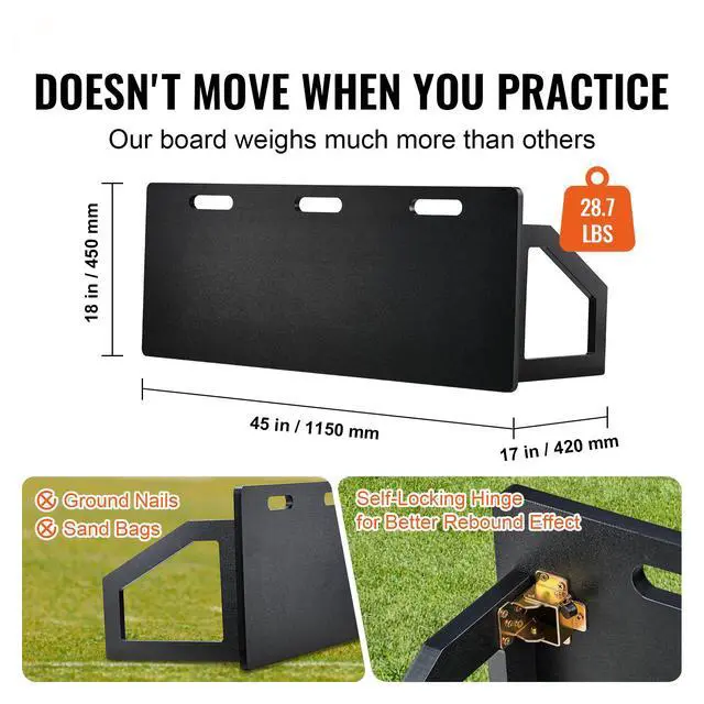 Alt view image 9 of 14 - VEVOR Soccer Rebounder Board, 45"X18" Portable Soccer Wall with 2 Angles Rebound, Foldable HDPE Kickback Rebound Board, Soccer Training Equipment for Kids and Adults, Passing & Shooting Practice